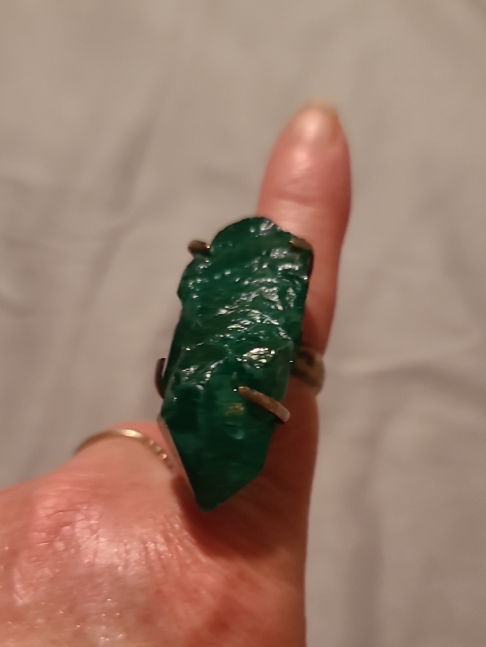 Green Raw Crystal Statement Ring - Women Jewelry